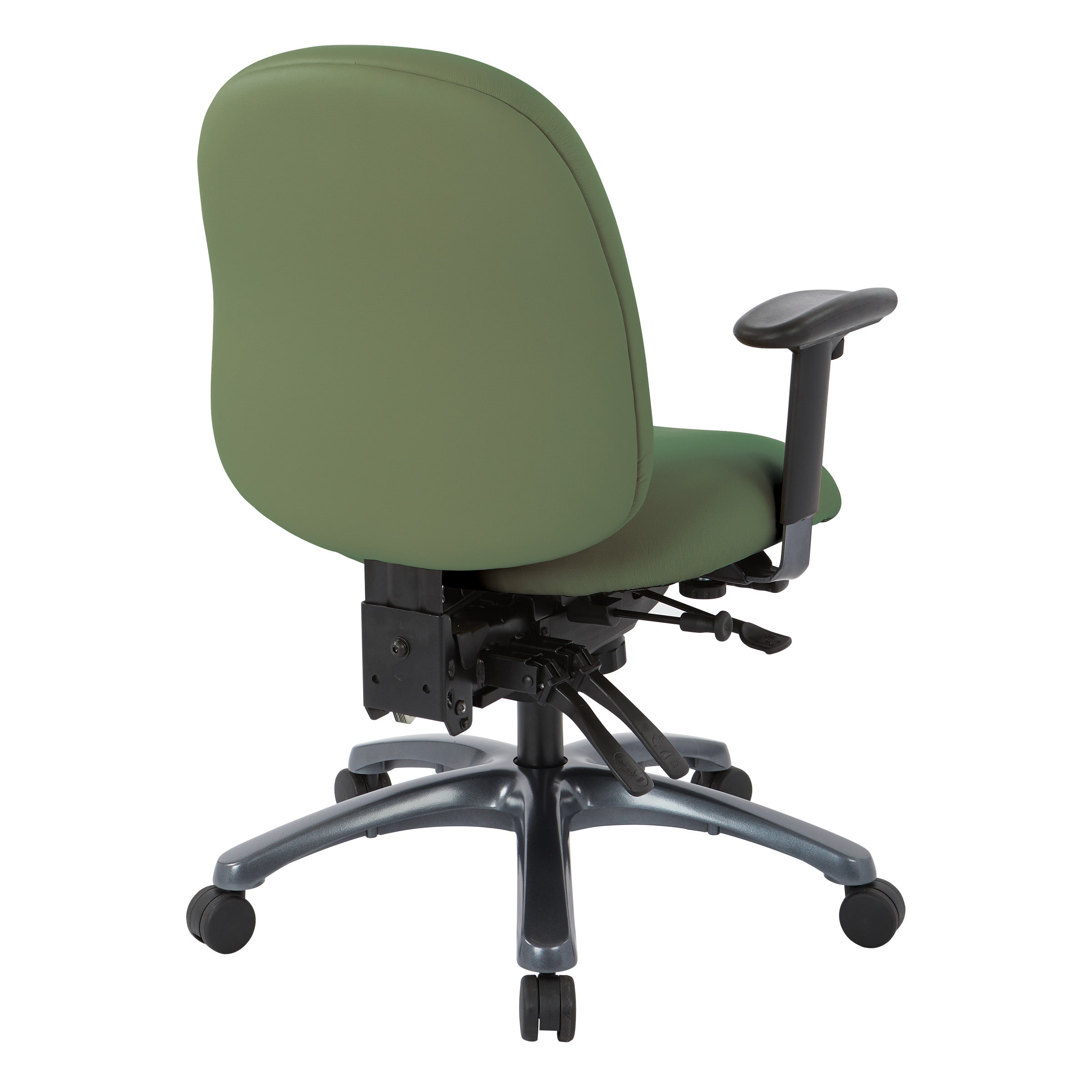 Multi-Function Mid Back Chair with Seat Slider and Titanium Finish Base